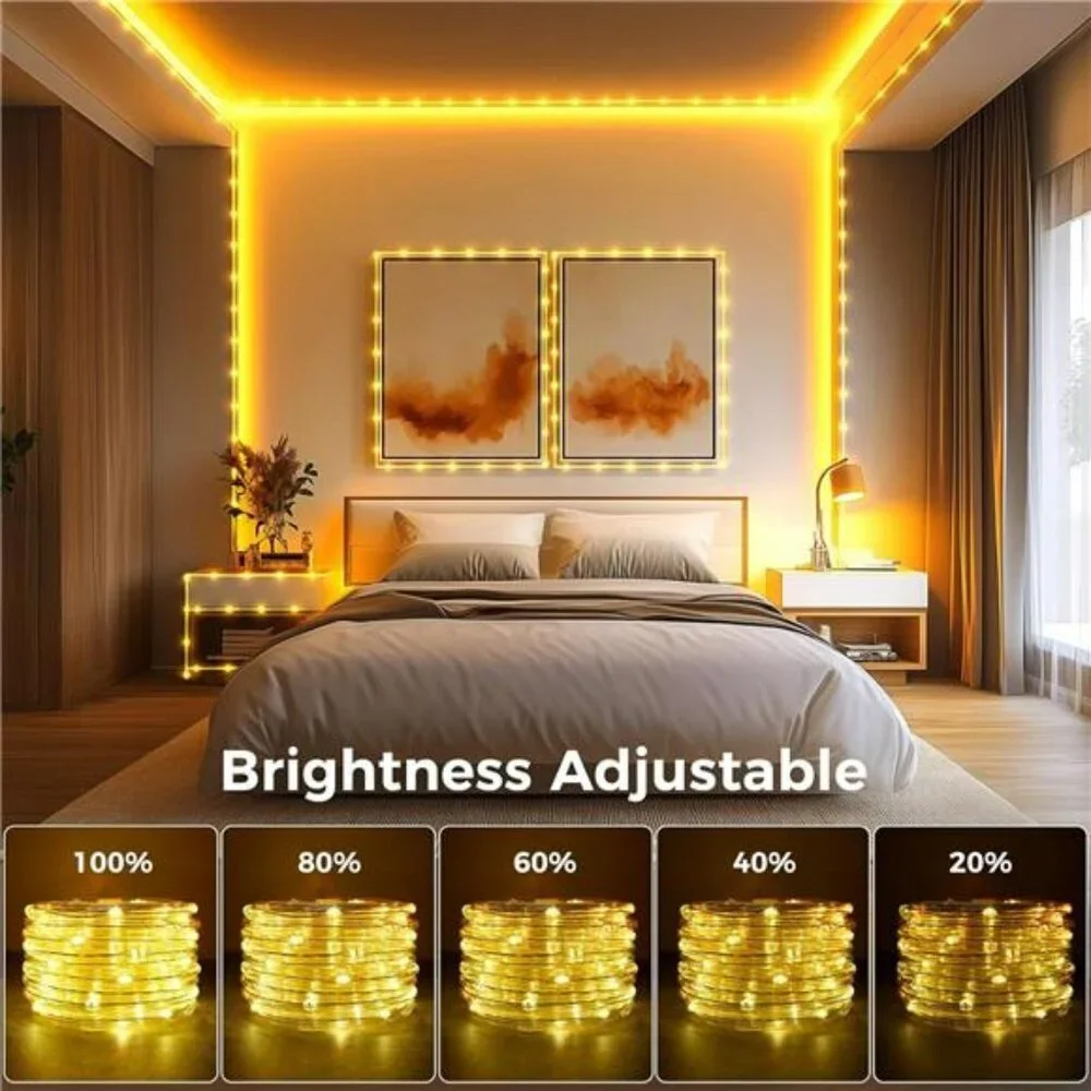 Waterproof color changing LED rope lights 33ft outdoor indoor string lights